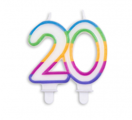 Multicolor 20th Birthday Candle