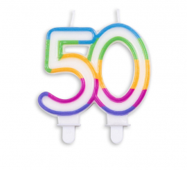 Multicolor 50th Birthday Candle