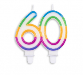 Bougie d'anniversaire numéro 60 multicolore