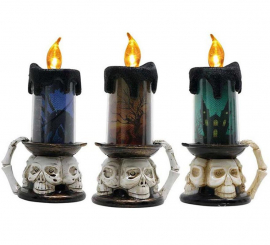 Electronic Candle with Skull and Light of 17X9.5 cm in assorted colors