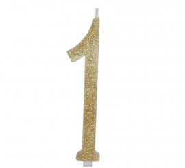 Gold Frosted Candle Number 1, 12.5 cm