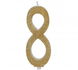 Frosted Gold Candle Number 8, 12.5 cm