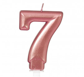 Metallic Gold and Pink Candle Number 7, 8 cm