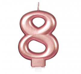 Metallic Gold and Pink Candle Number 8, 8 cm