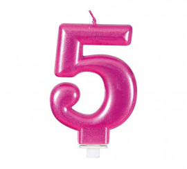 Pink Metallic Candle No. 5, 8 cm