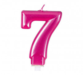 Pink Metallic Candle No. 7, 8 cm