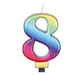 Multicolor Metallic Candle No. 8, 8 cm