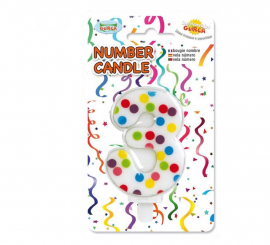 Colored Dots Candle with the number 3.