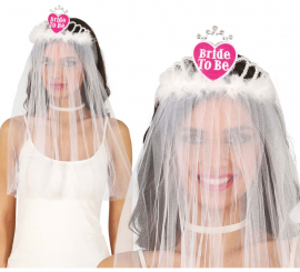 Bridal Veil with Heart Headband