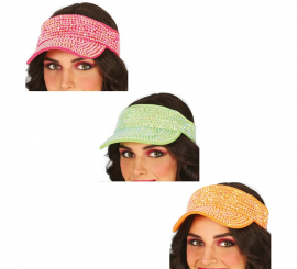 Visera con pedrería en varios colores adulto