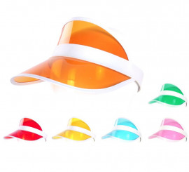 Plastic visor with white band for adults assorted colors