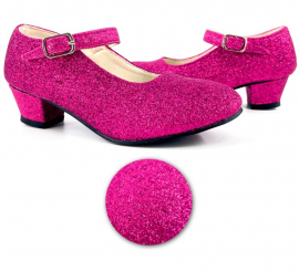 Sevillana shoe with Fuchsia Glitter heel in numbers from 22 to 41