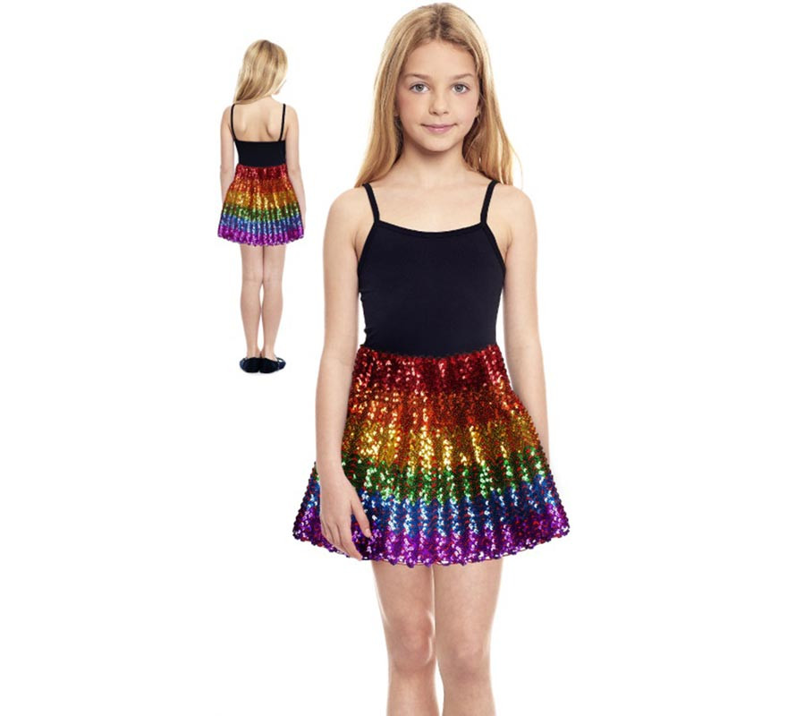 Rainbow Sequin Mini Skirt for Girls