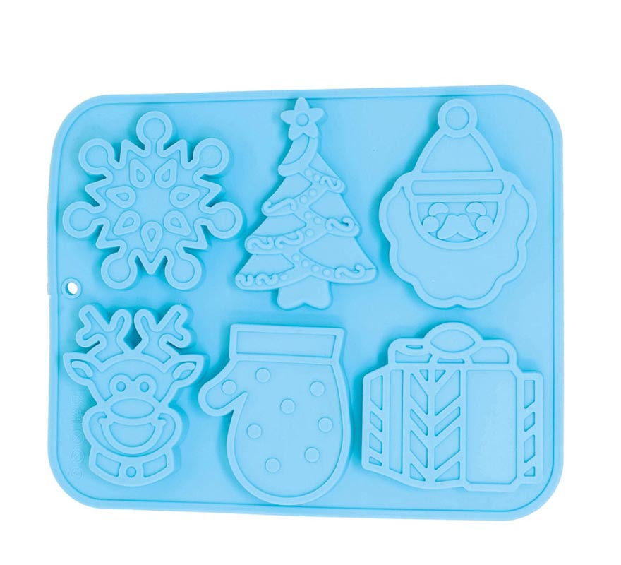 Square silicone mold for 6 Christmas cookies, 22x18 cm