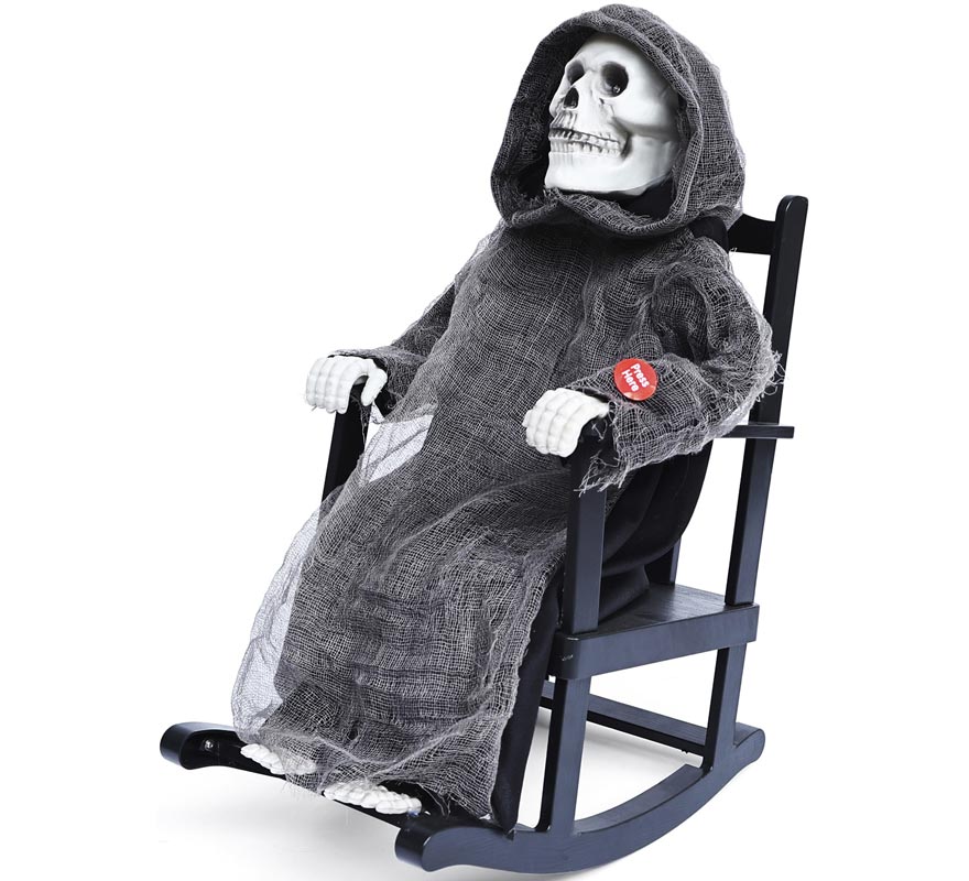 Death with Rocking Chair Animated with Light, Sound and Movement 22x30x42