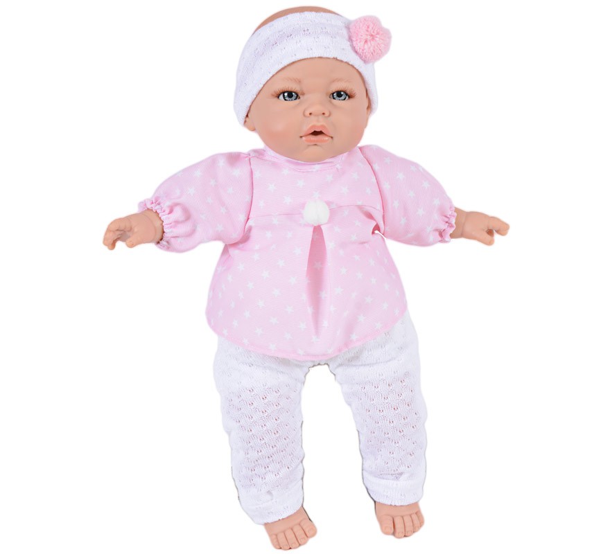 Boneca Bebezinho Reborn Vestido Rosa Claro Estrela