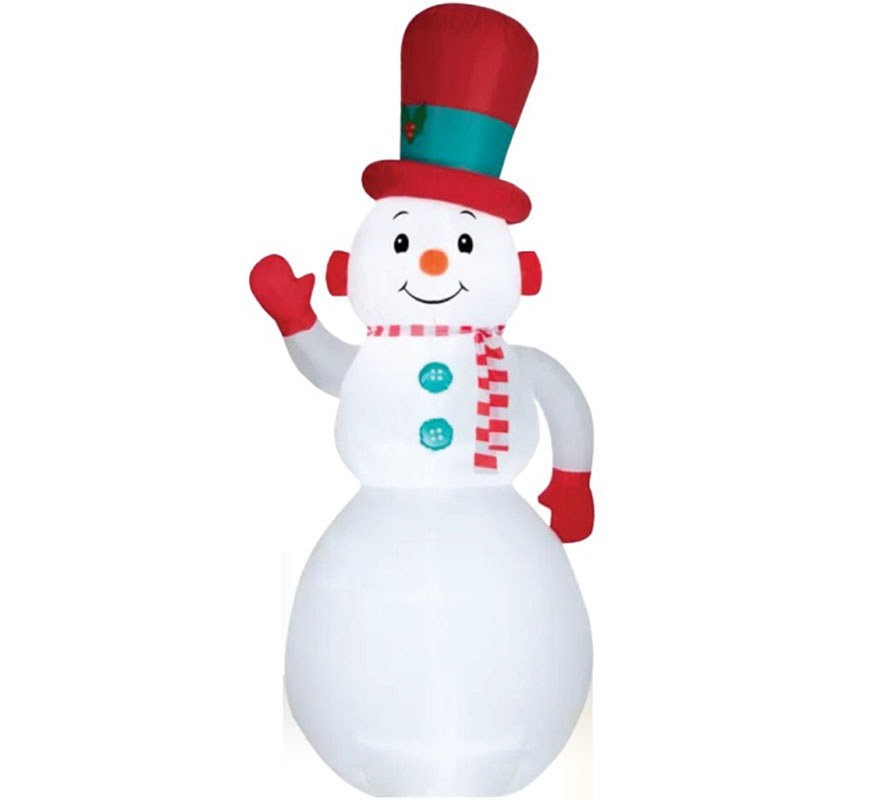 Muñeco de Nieve Sonriente Hinchable con LED de 302 cm