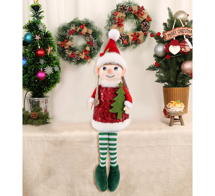 Muñeco Elfa Lentejuela Sentado de 21 cm