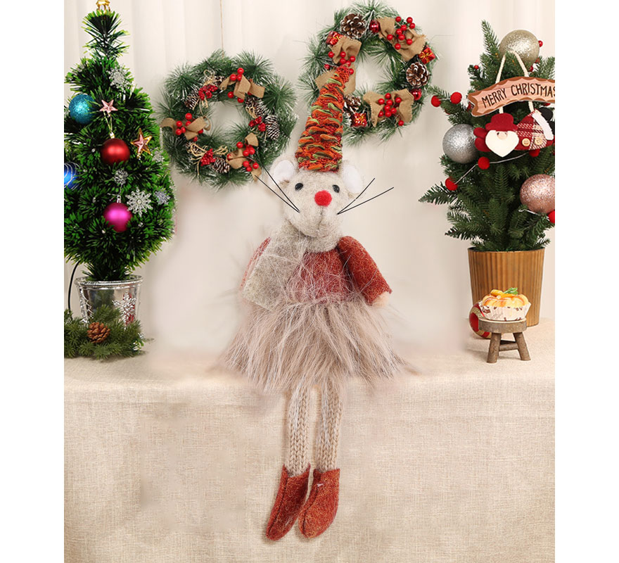Muñeco Ratona Navidad Sentado de 21 cm