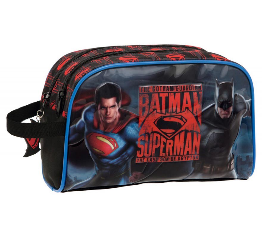 Superman and Batman City Adaptable Toiletry Bag with 2 compartments