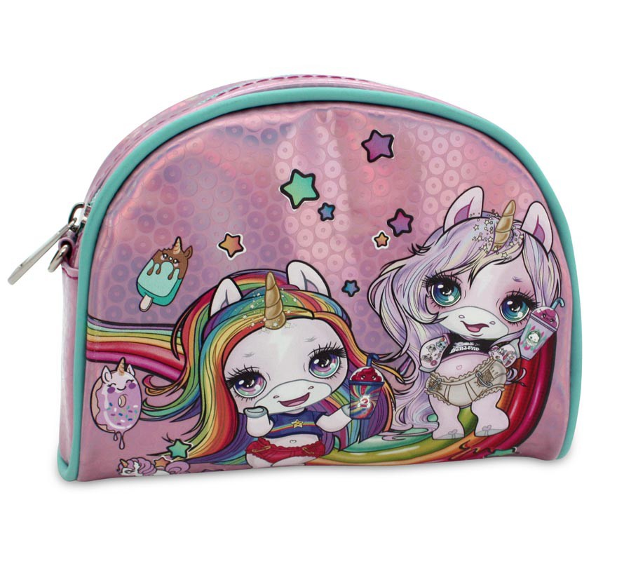 Small Rounded Unicorn Shine Toiletry Bag 17x14x6 cm