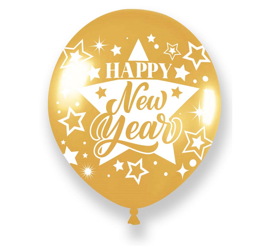 Pack de 10 ballons dorés Bonne Année