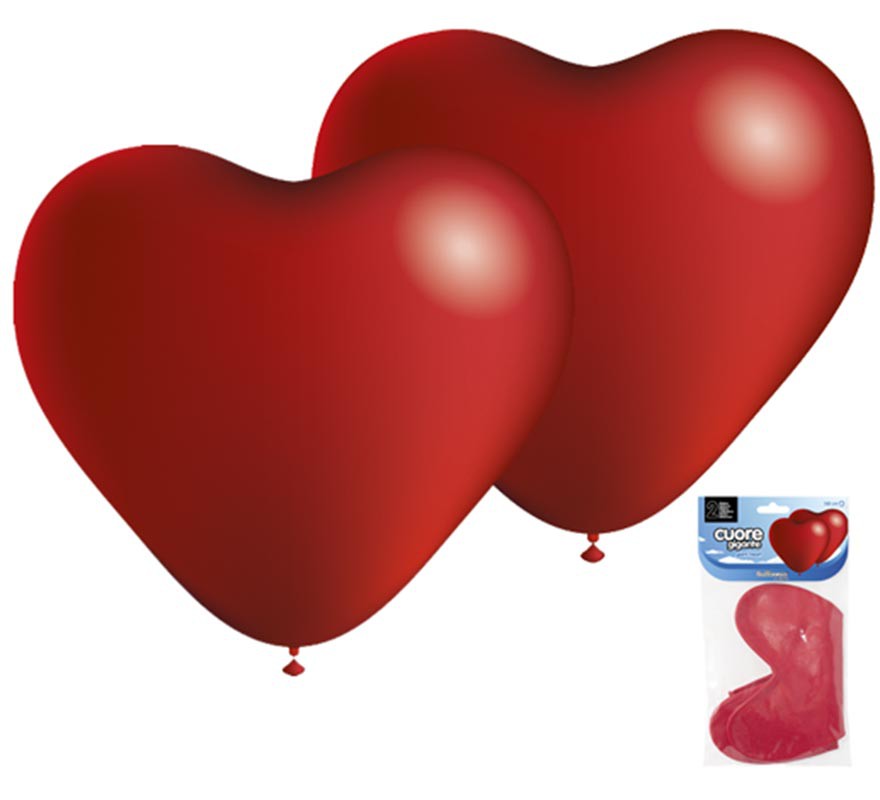 Confezione 2 palloncini giganti a forma di cuore di 140 cm di perimetro