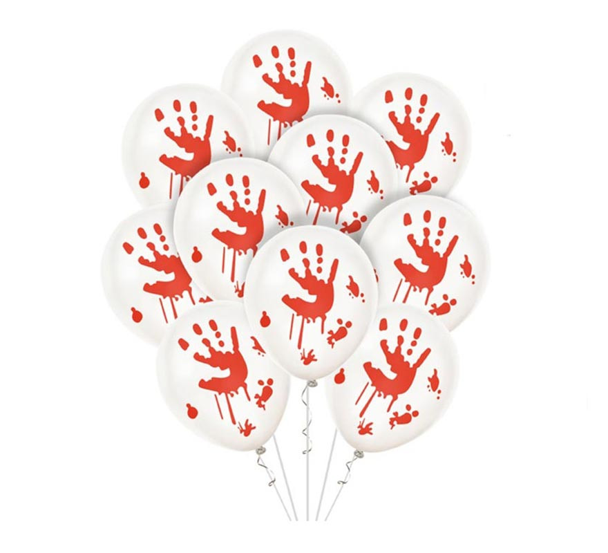 Pack of 10 Hand Balloons with Blood of 30cm