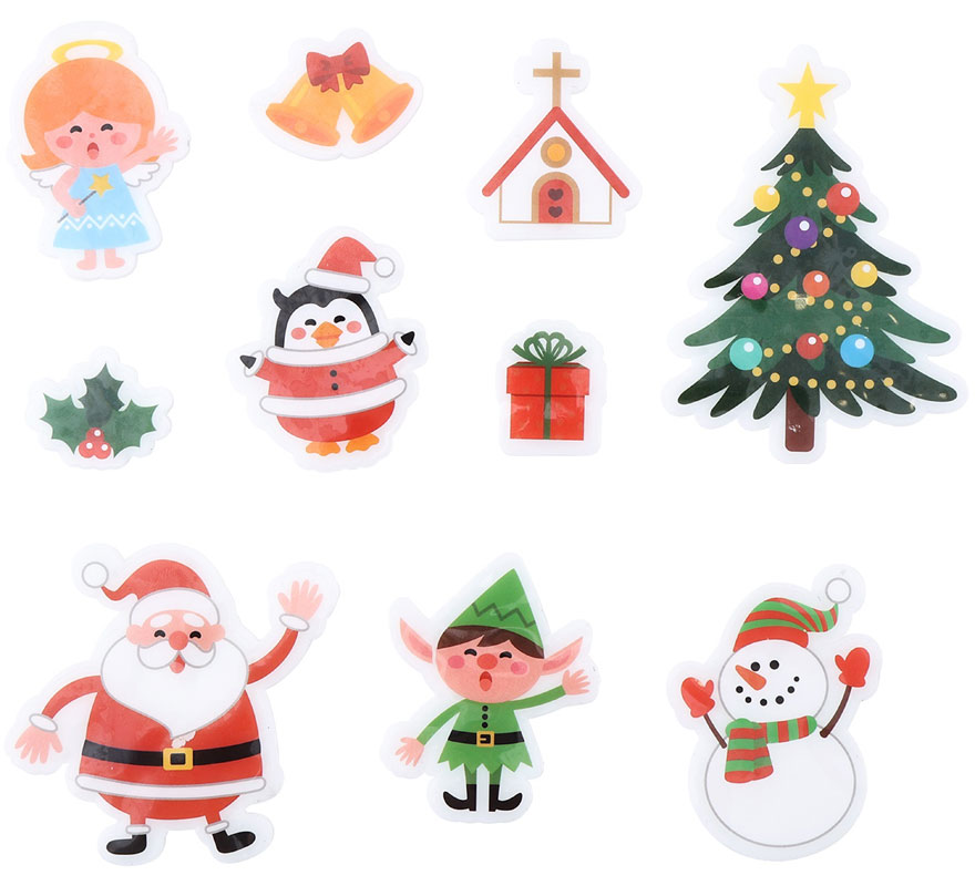 Pack de 10 Pegatinas Gel Figuritas Navidad de 20x25 cm