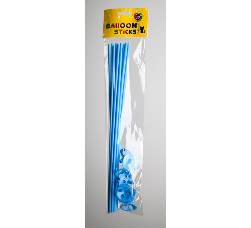 Confezione da 10 bastoncini per palloncini azzurri da 40 cm