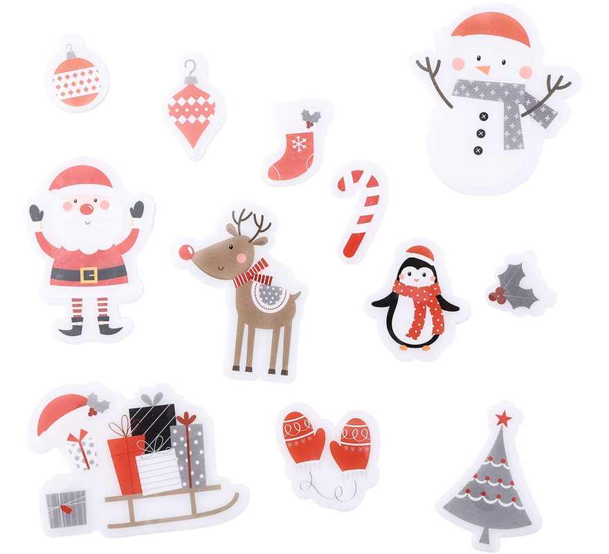 Pack de 12 Pegatinas Gel Figuritas Trineo de Navidad de 20x25 cm