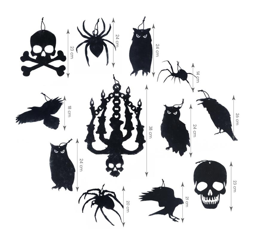 Pack of 12 Halloween decoration silhouettes