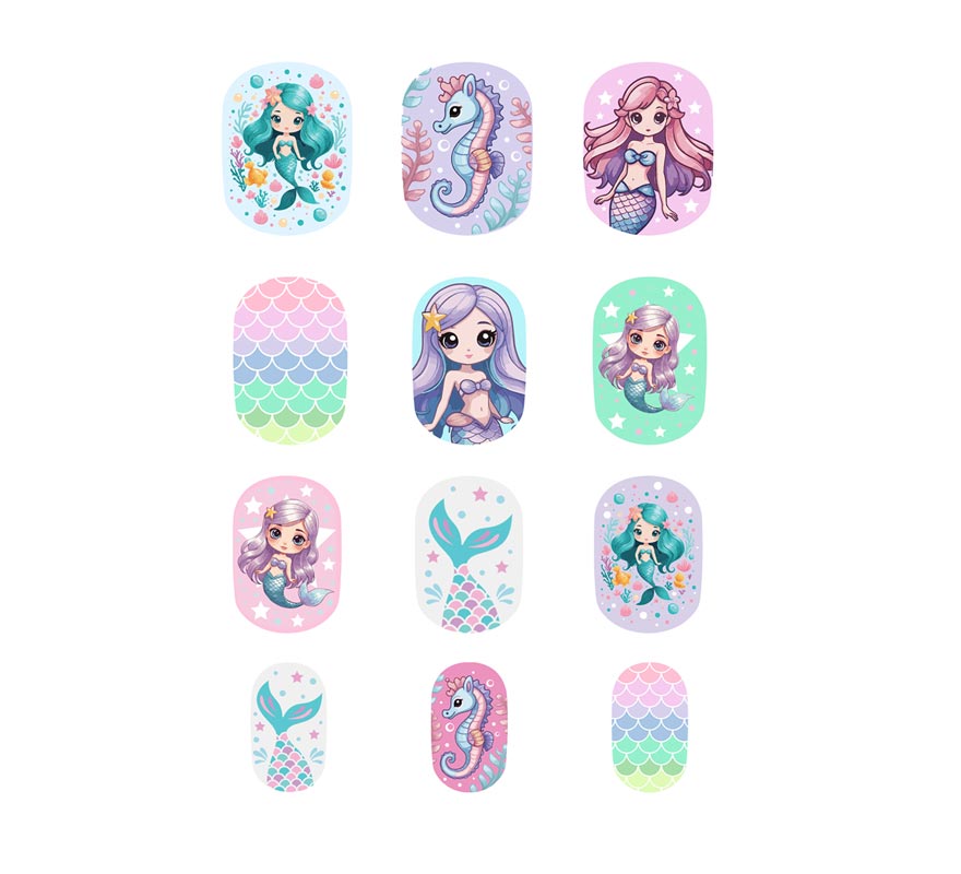 Pack de 12 Uñas de Sirenas para niña