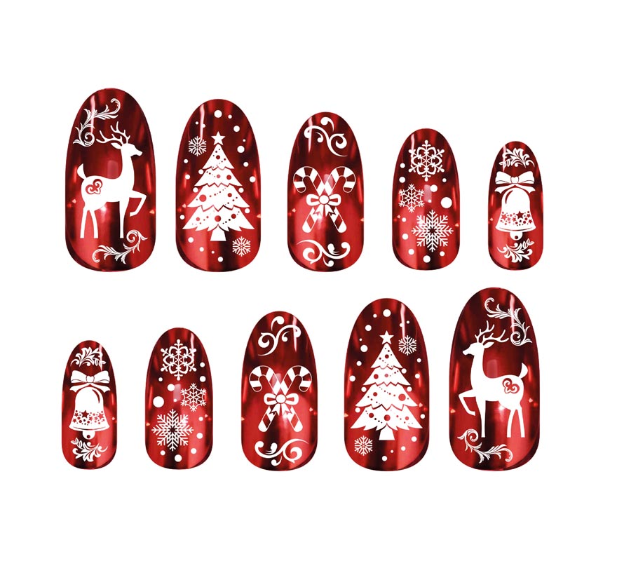 Pack of 12 red nails with glue