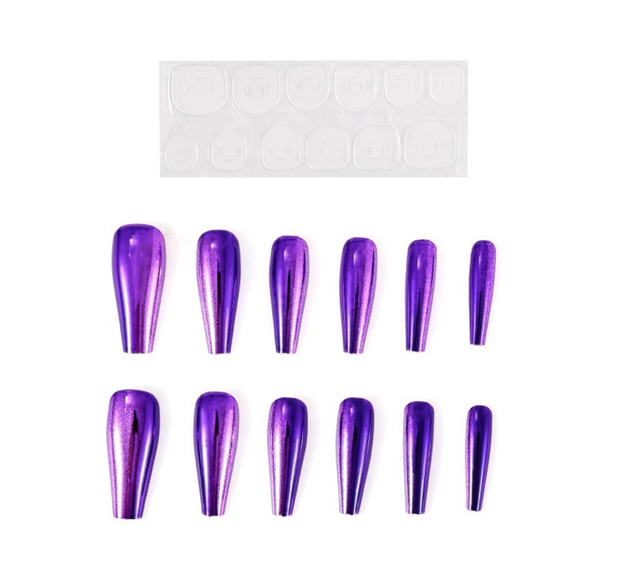 Pack of 13 Self-adhesive Nails with a purple metal effect