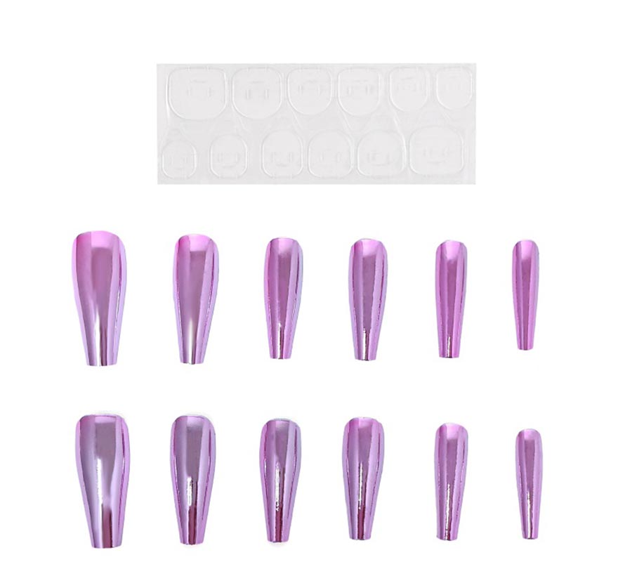 Pack of 13 Self-adhesive Nails with pink metal effect