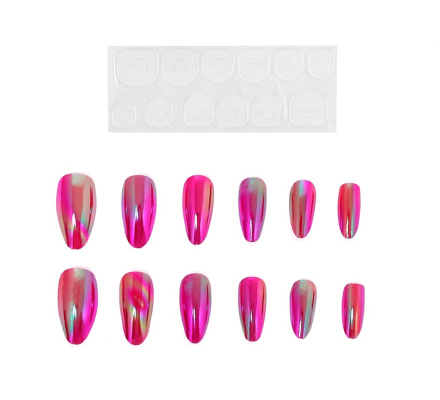 Pack of 13 Self-adhesive Nails Holo fuchsia