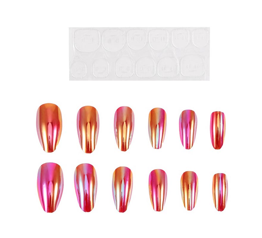 Pack of 13 Holo Orange Self-Adhesive Nails