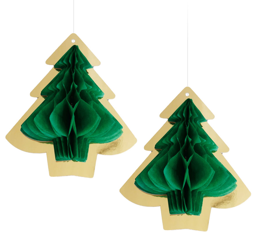 Pack de 2 Colgantes Panal de Árbol de Navidad de 15 cm
