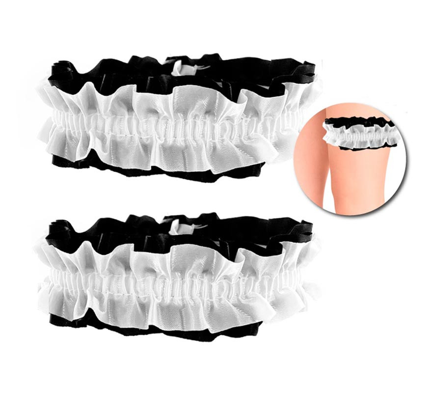 Pack of 2 black and white garter belts