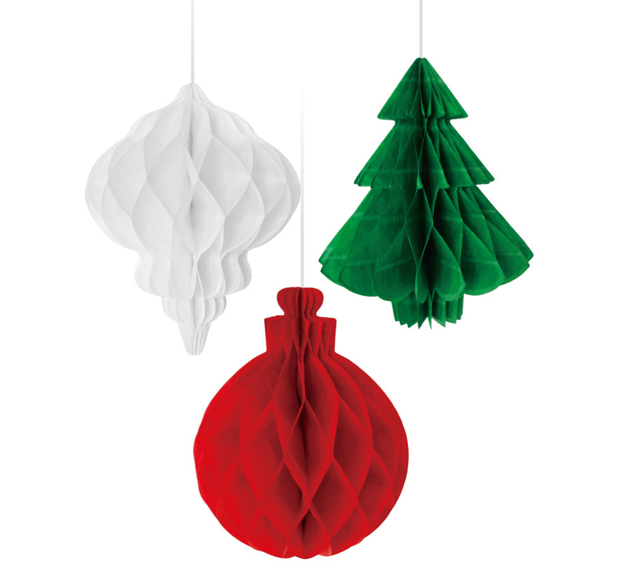 Pack de 3 Colgantes Panal Navideño