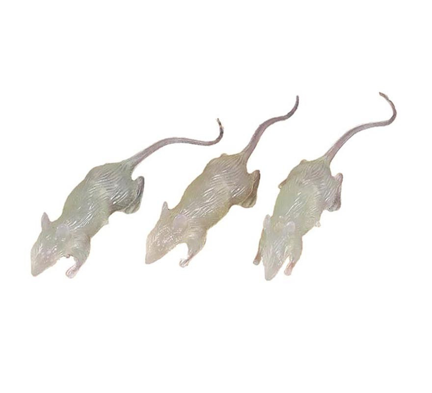 Pack of 3 Glow in the Dark Rats of 7 cm