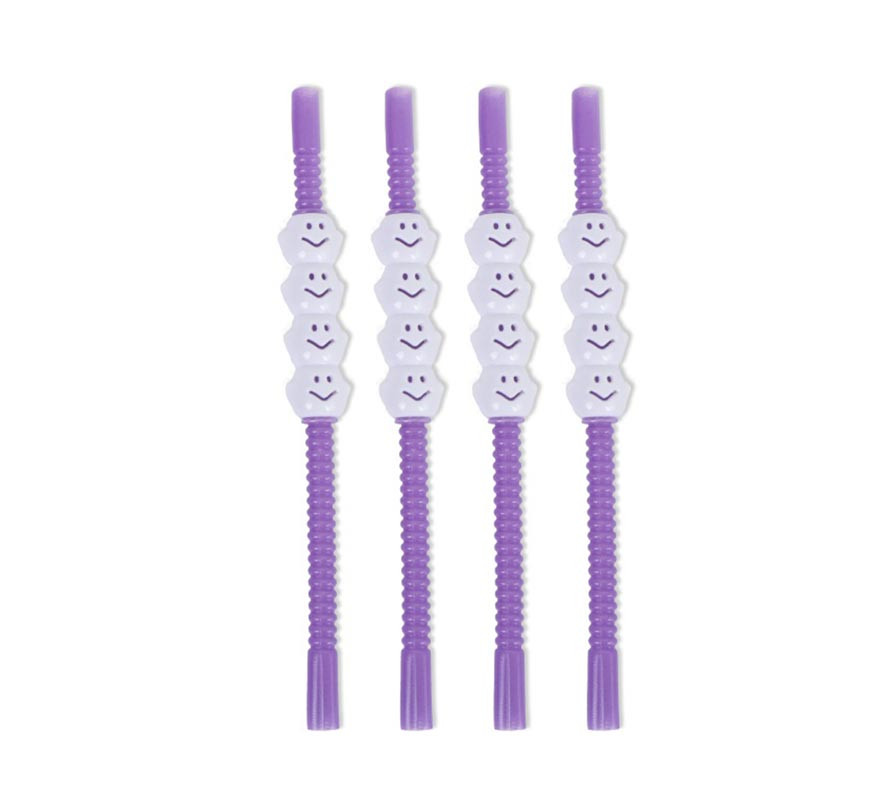 Pack of 4 purple Boo straws