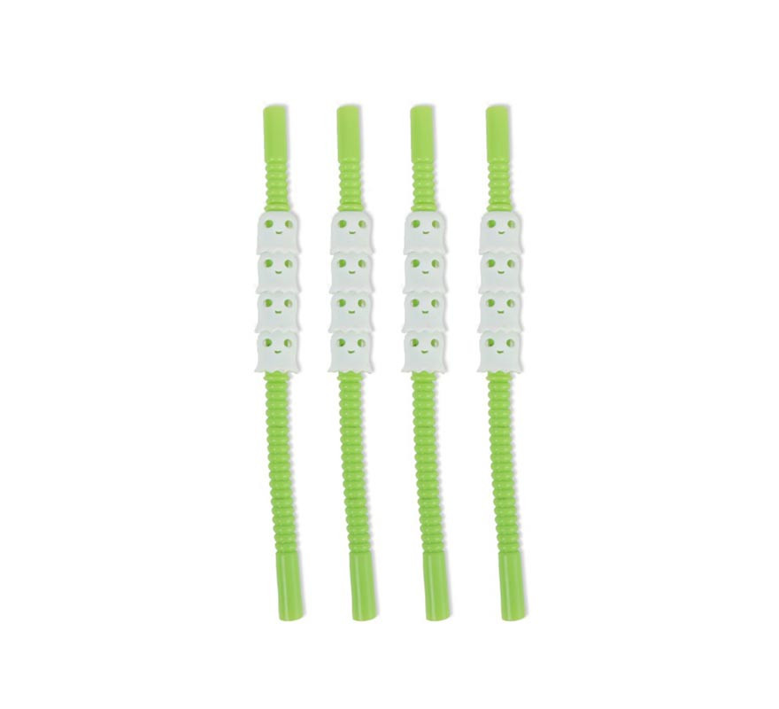 Pack of 4 green Boo straws