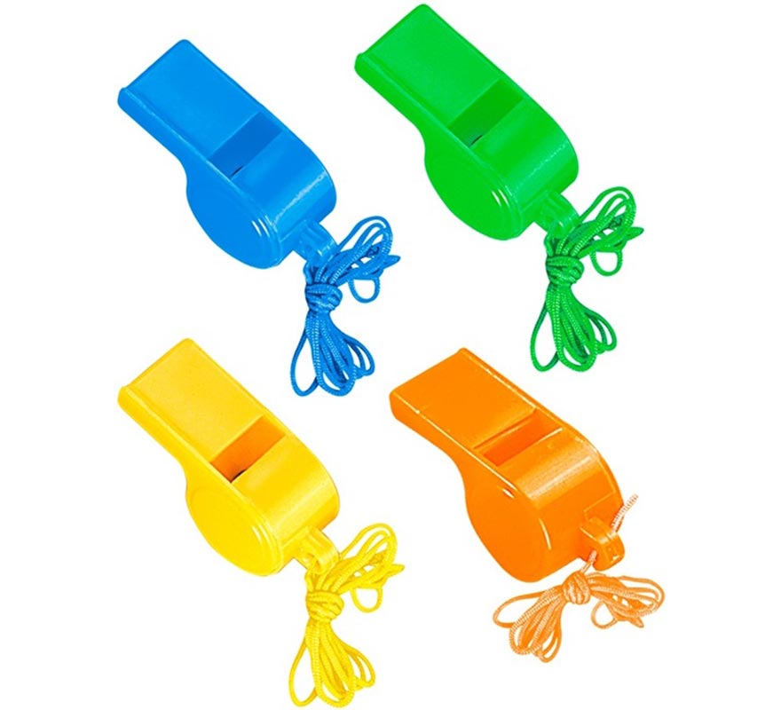 Pacote com 4 apitos com corda em cores sortidas