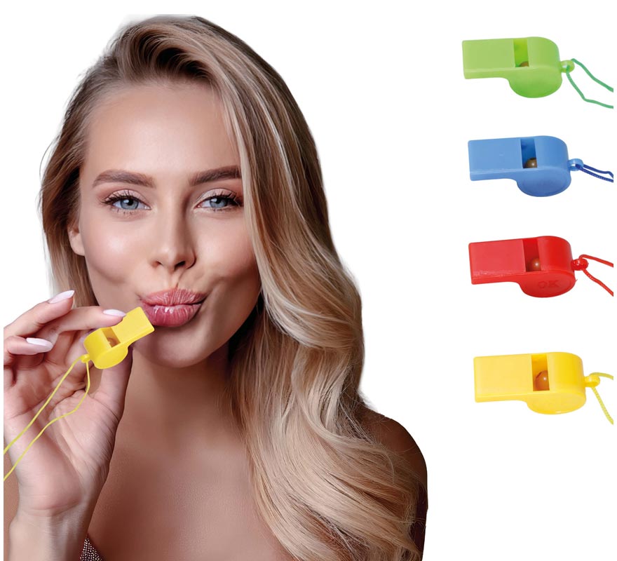 Pack de 4 Silbatos con Cuerda en colores surtidos