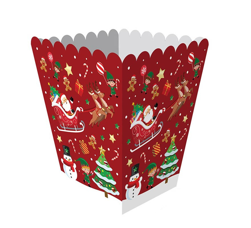 Pack of 6 Snowman Paper Popcorn Bags 18x10.5cm