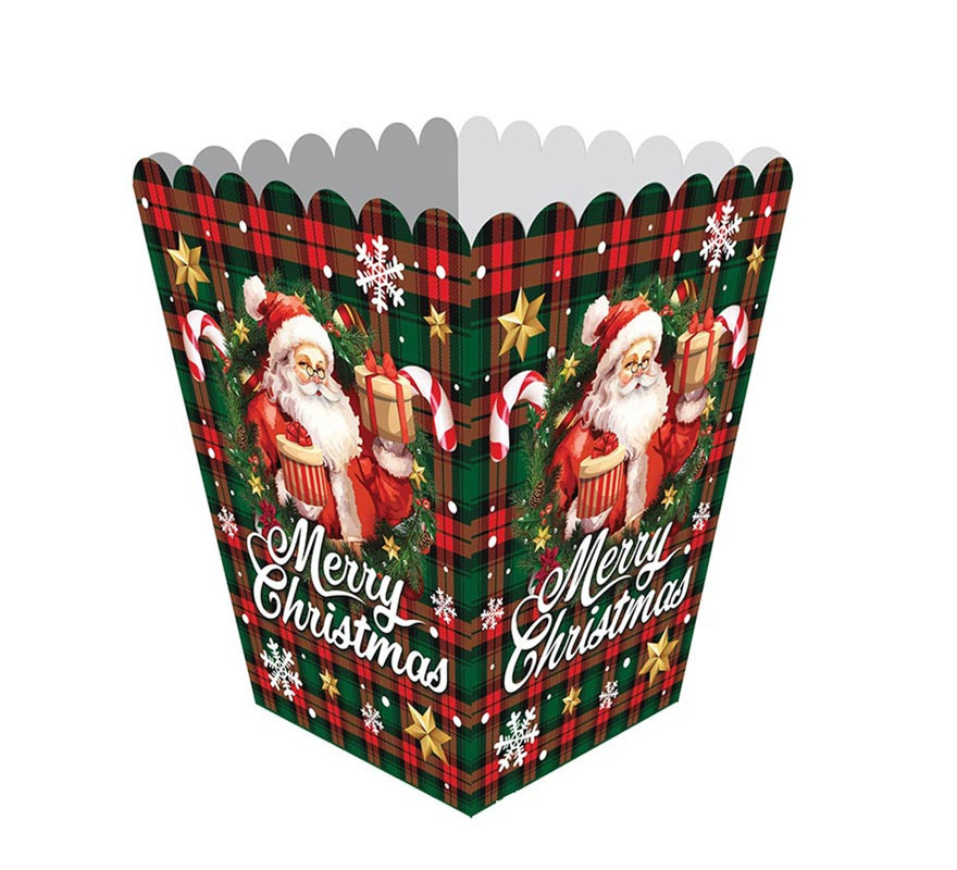 Pack of 6 Santa Claus Popcorn Bags made of 18x10.5 cm paper