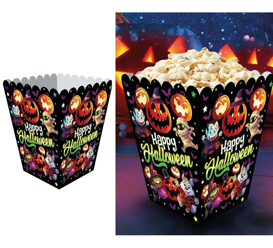 Pack of 6 Monster Paper Popcorn Bags 18x10.5 cm