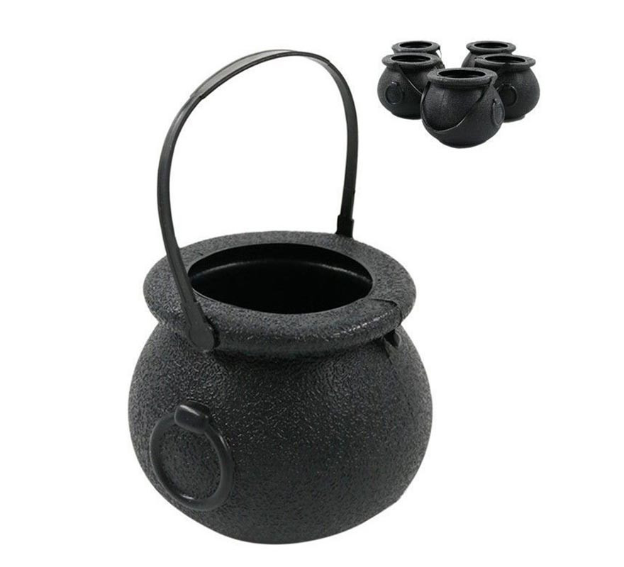 Pack of 6 black cauldrons of 11 cm